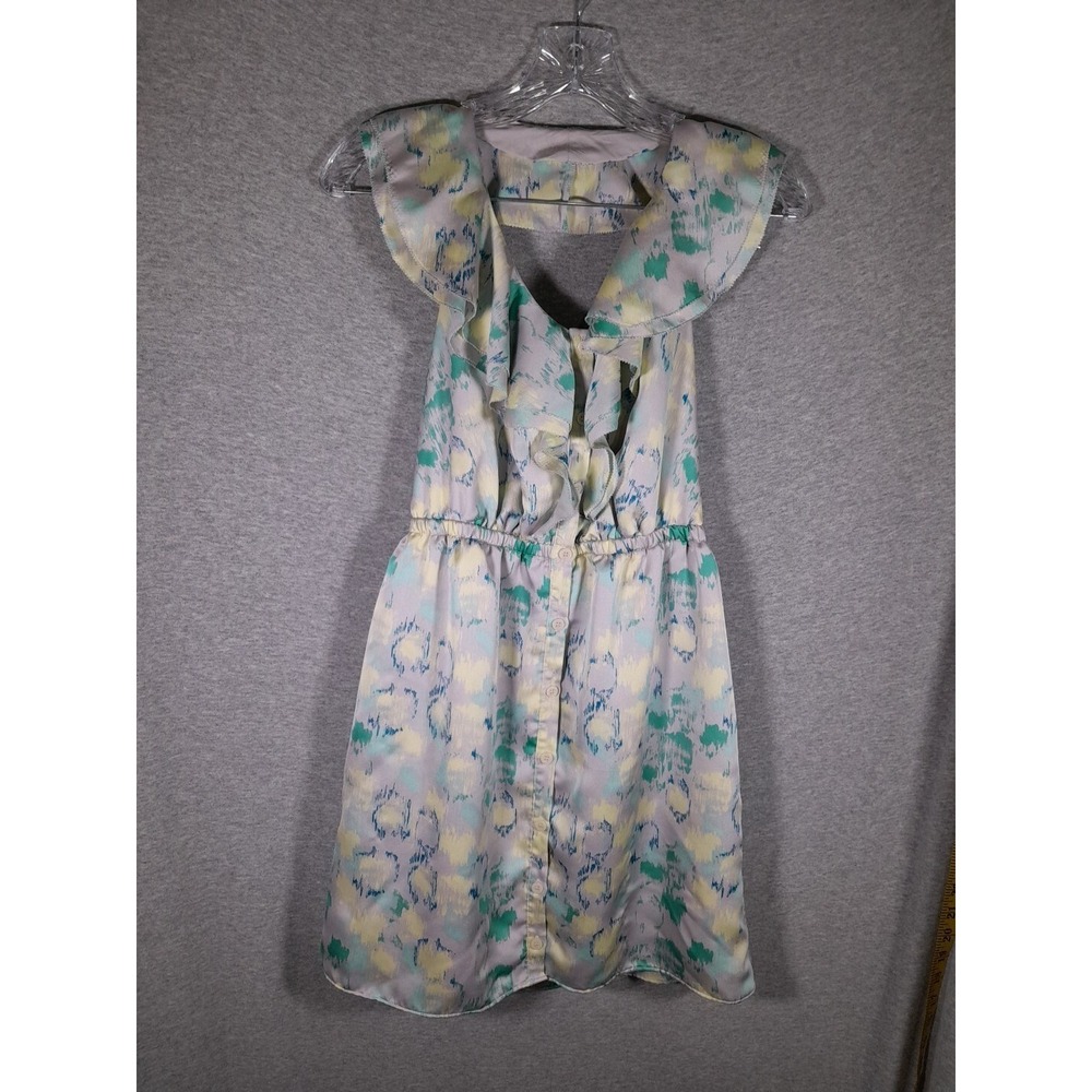 Ruffle Mini Dress Abstract‎ Print Sleeveless Casual Cute Dress